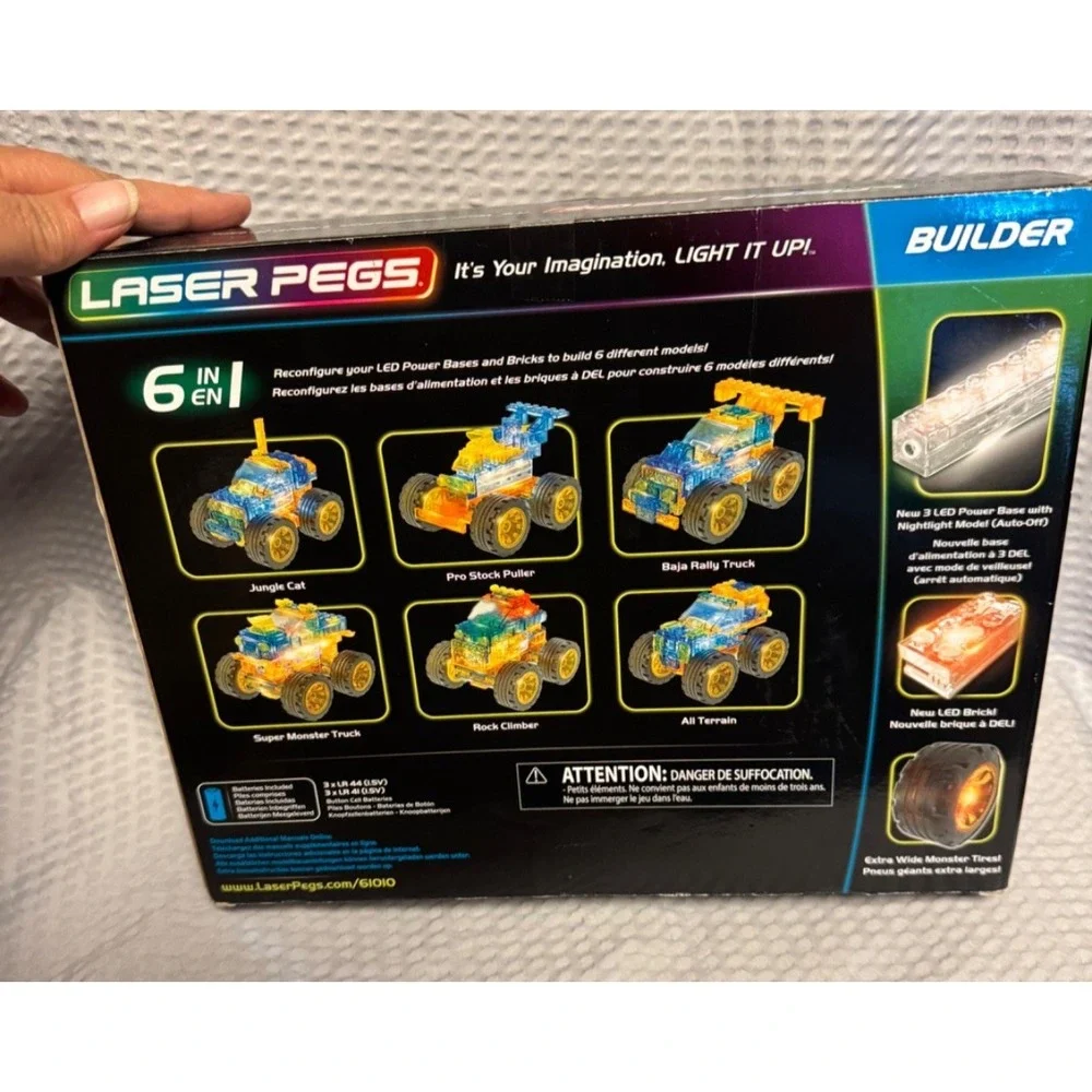 Laser Pegs Super Monster Truck 6-in-1 LED Lighted Building Set 61010 New Sealed